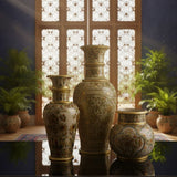 Golden Marbel Vase Set (Set of 3) The Gilded Vine Mughal