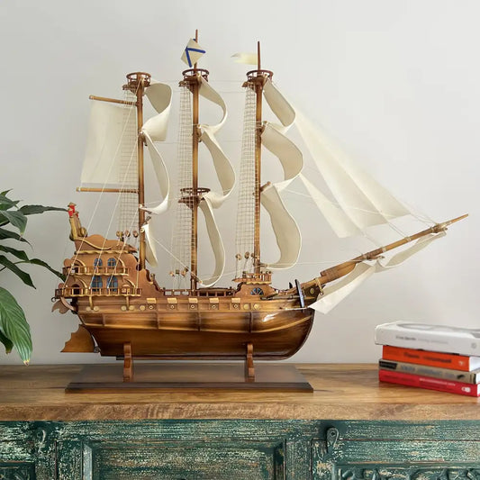Handcrafted Wooden Model Ship: The Galleon of Fortune