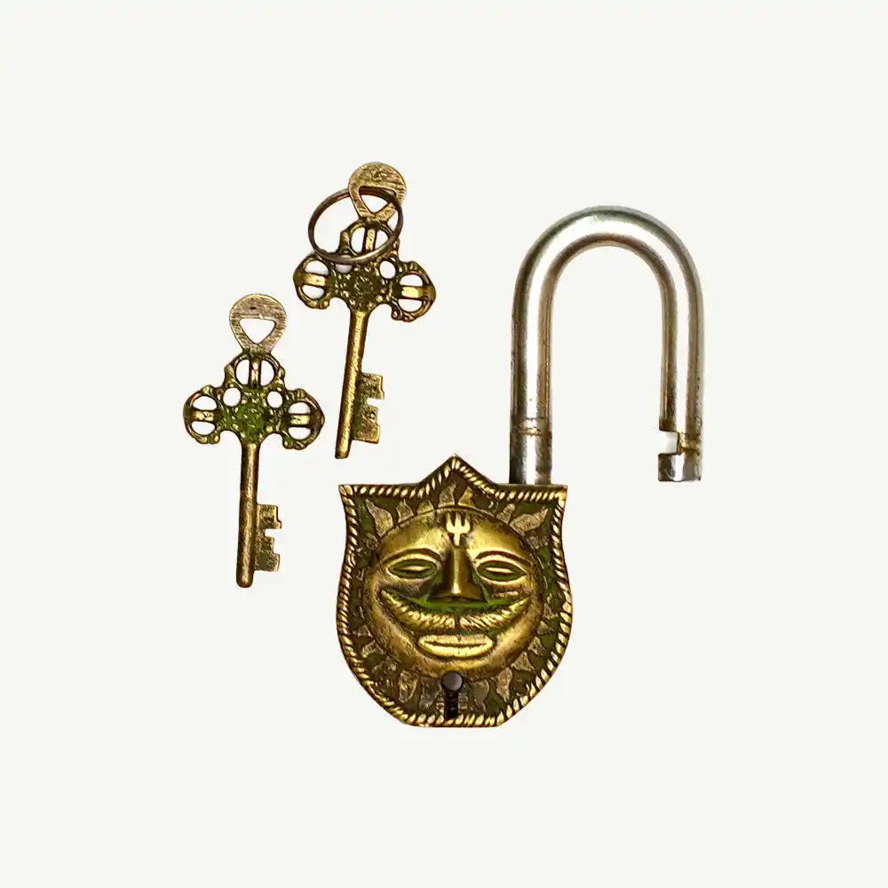 Celestial Guardian Lock - The Sun-Faced Sentinel