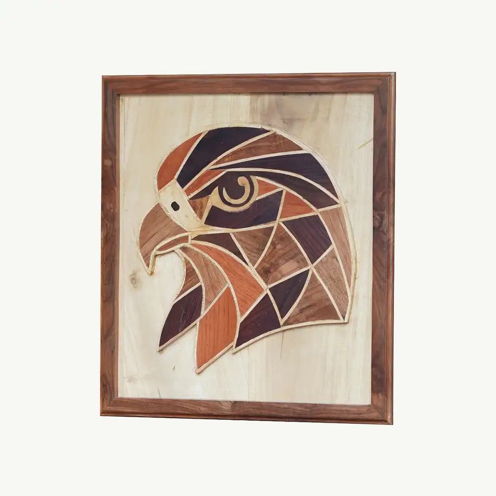 Hand-Inlaid Falcon Wood Plaque
