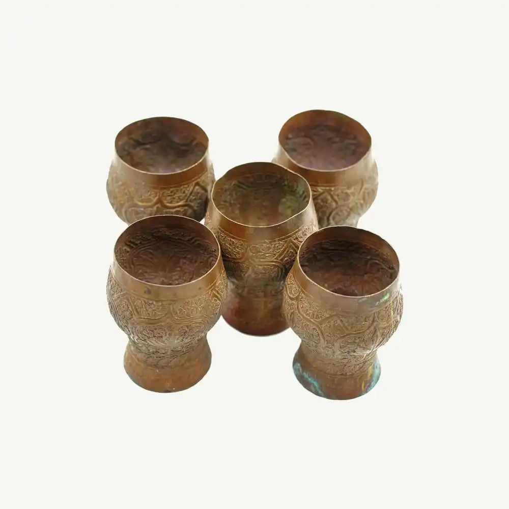 Engraved Brass/Bronze Ritual Cup Set of 5