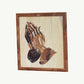 Hand-Inlaid Praying Hands of Jesus Wood Plaque
