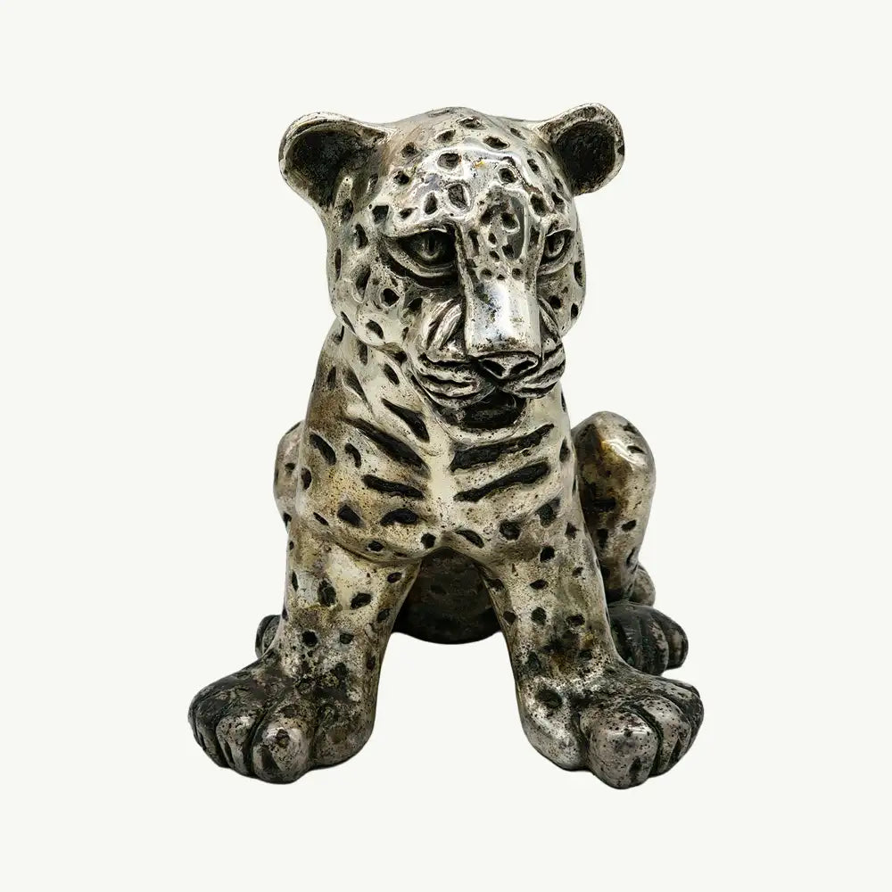 VIntage Perforated  Metal Leopard Cub Sculpture
