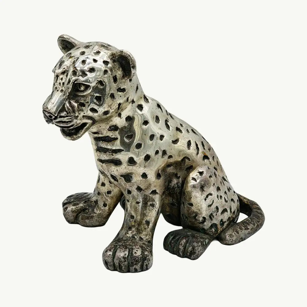 VIntage Perforated  Metal Leopard Cub Sculpture
