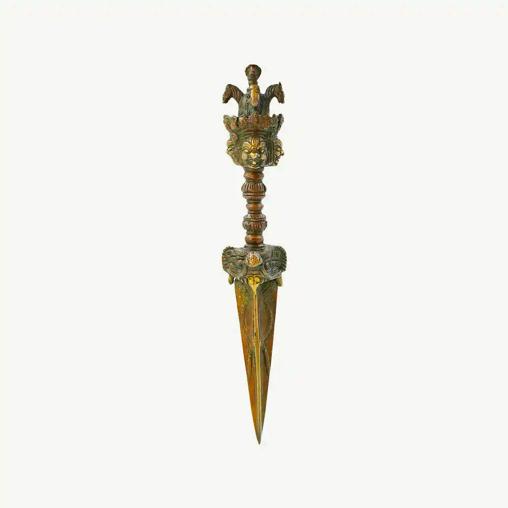 Vintage Brass Phurba Ritual Dagger