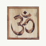 Hand-Inlaid Om Wood Plaque