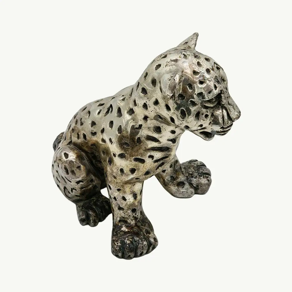 VIntage Perforated  Metal Leopard Cub Sculpture