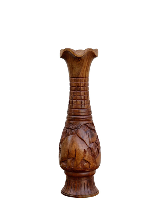 The Zane Hand-Carved Statement Wood Vase (MTO)