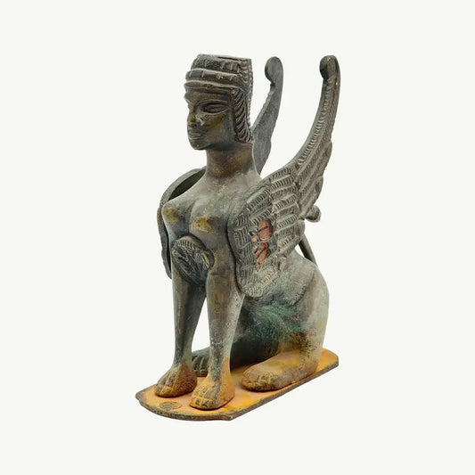 Antique Copper Winged Sphinx Figurine