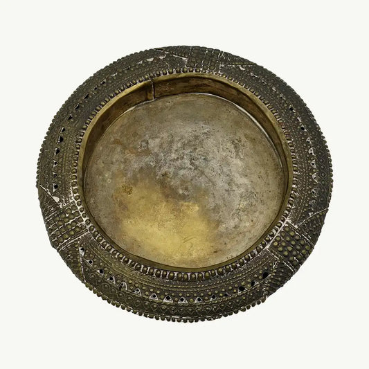 Antique Ornate Copper Circular Frame with Filigree