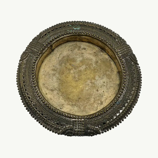 Antique Ornate Copper Decorative Circular Frame/Tray