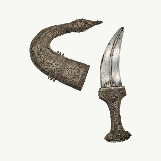 Antique Copper Ornate Ceremonial Jambiya Dagger Set