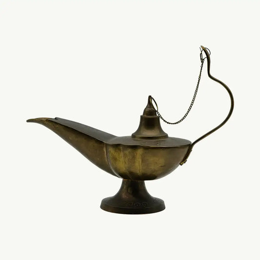 Antique 19th-Century Copper Oil Lamp (Aladdin Chirag)