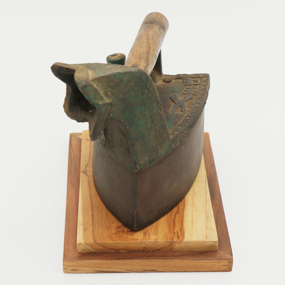 Box Coal Iron with Chimney & Wooden Handle with Wooden Base