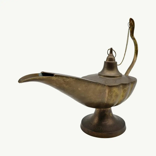 Antique 19th-Century Copper Oil Lamp (Aladdin Chirag)