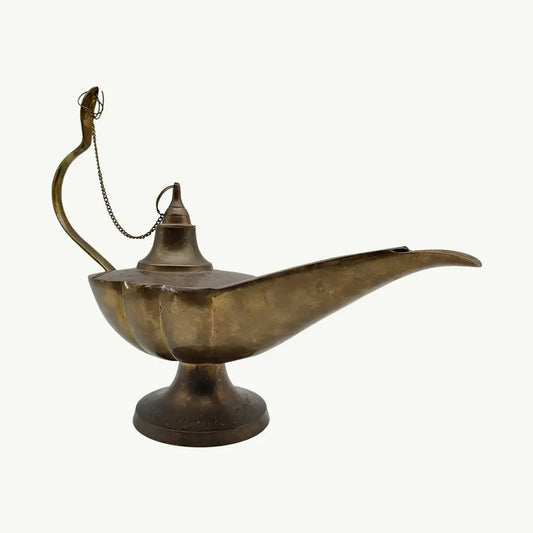 Antique 19th-Century Copper Oil Lamp (Aladdin Chirag)