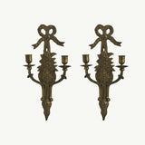 Decorative Brass Wall Sconces with Bow and Swag Motif (Set of Two)