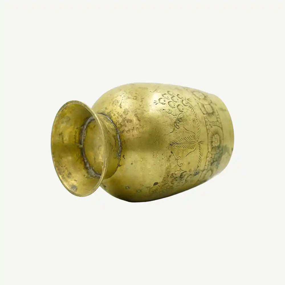 Engraved Brass Pedestal Goblet