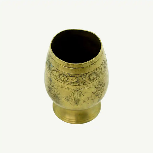 Engraved Brass Pedestal Goblet