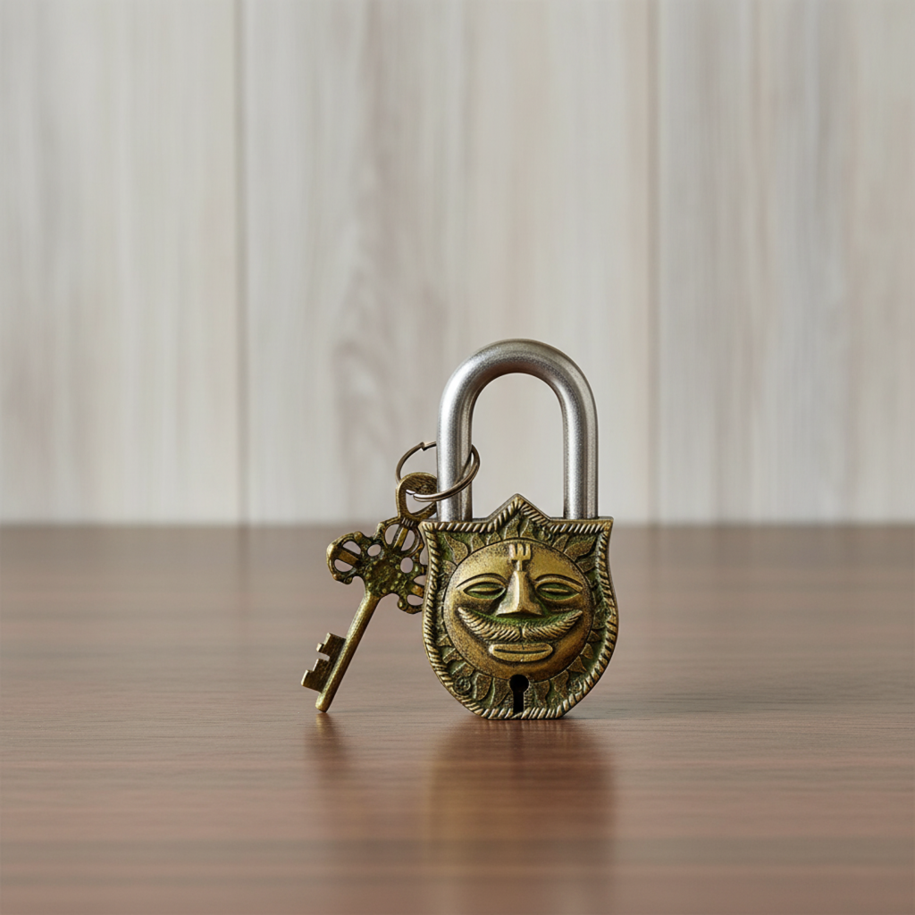 Celestial Guardian Lock - The Sun-Faced Sentinel