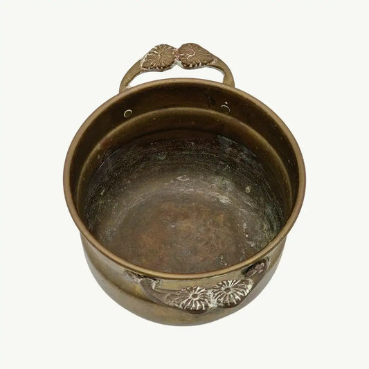 Petite Antique Patinated Copper Handled Bowl