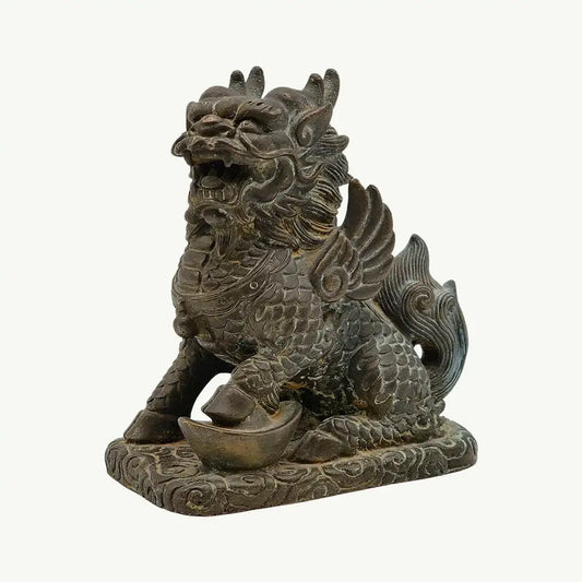 Antiqued Copper Pixiu Guardian Figurine