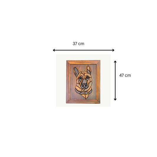 German Shepherd Dog Teak Wood Wall Frame