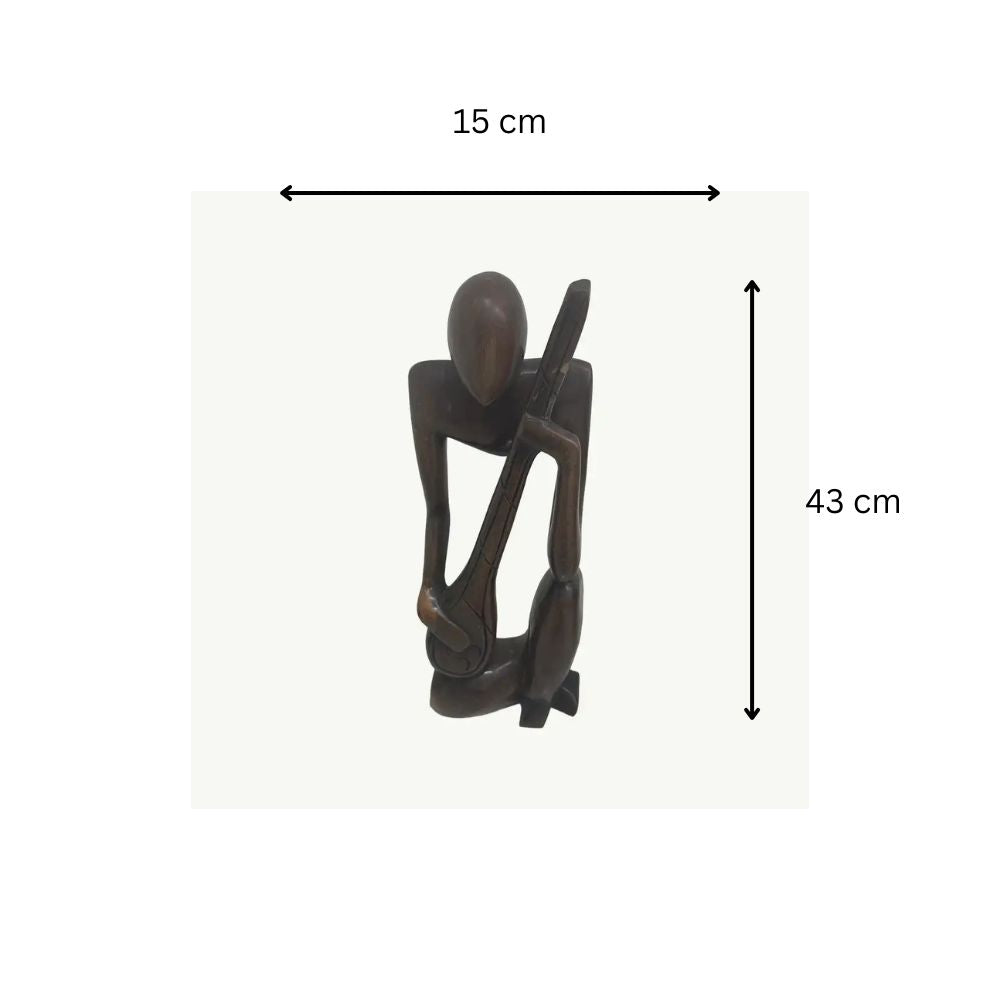 African Wooden Statue With Guitar Rhythm of Africa