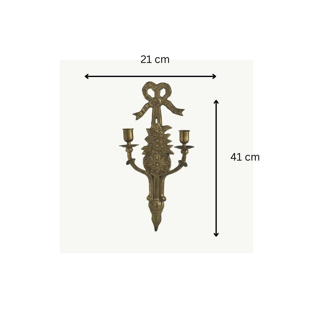 Decorative Brass Wall Sconces with Bow and Swag Motif (Set of Two)