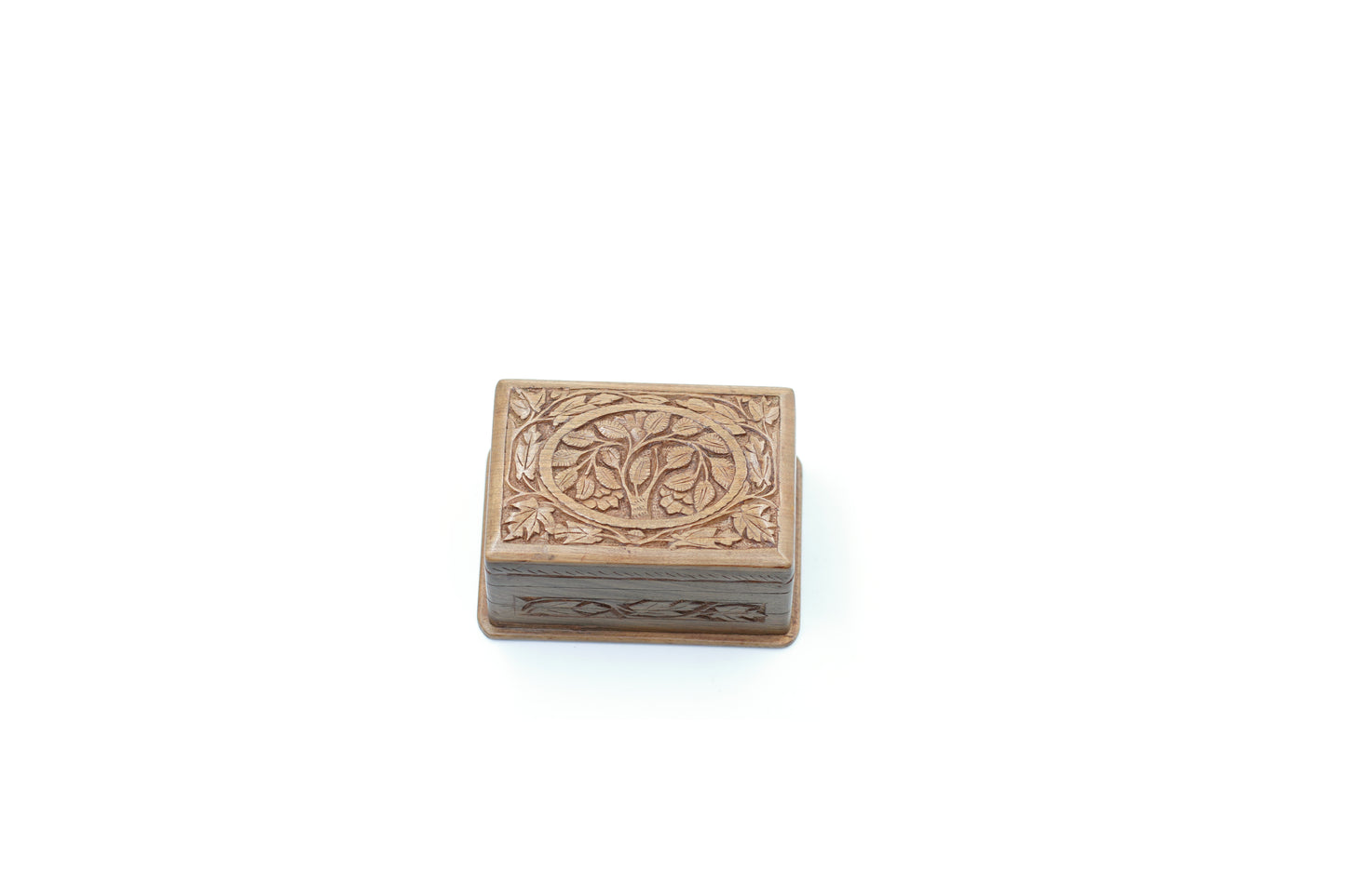 Hand-Carved Walnut Wooden Jewelry Box