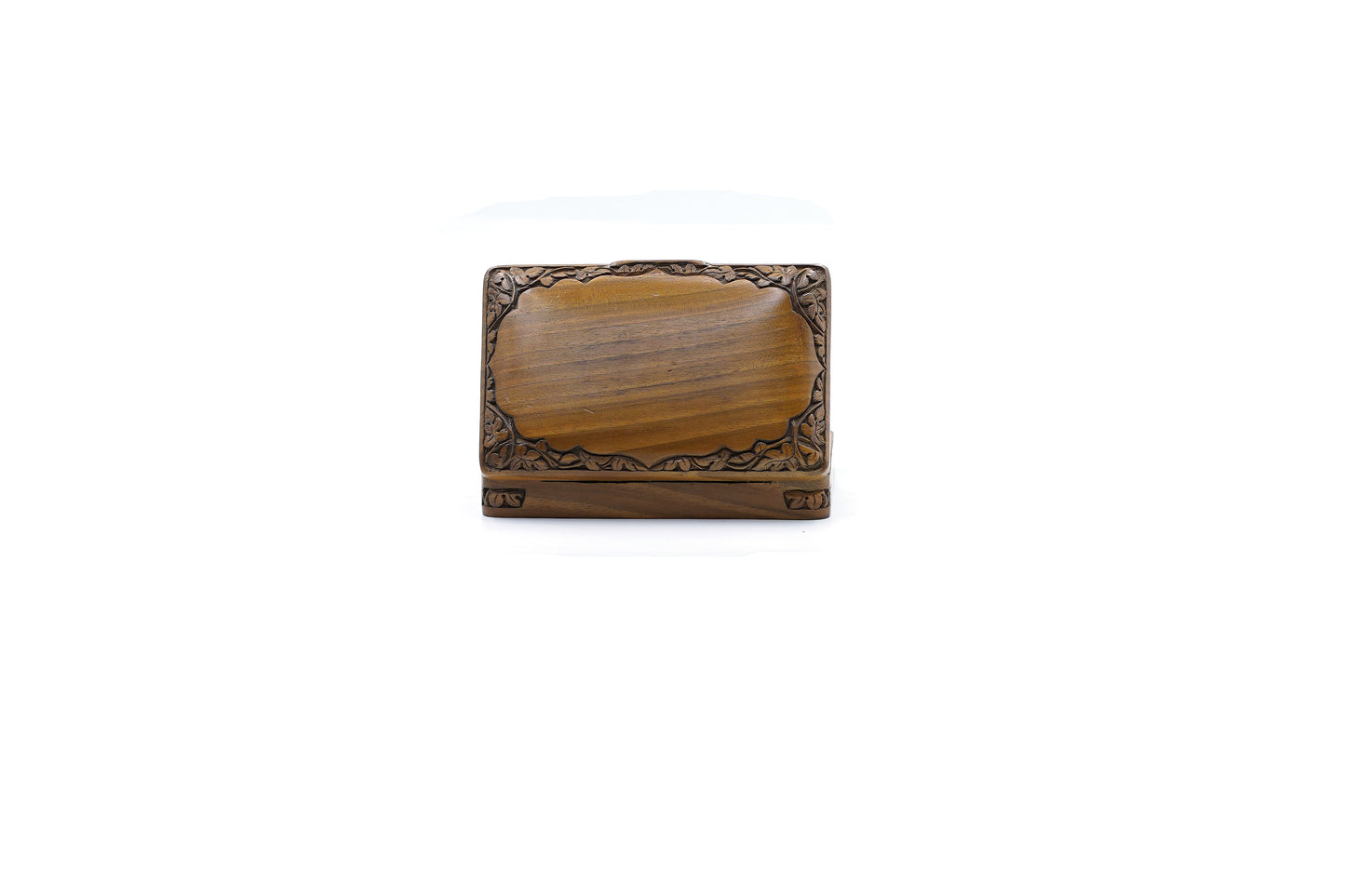 Hand-Carved Walnut Wooden Jewelry Box