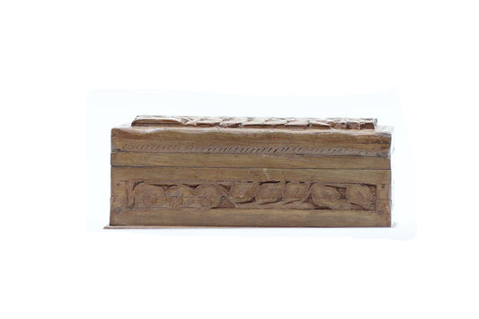 Hand-Carved Walnut Wooden Jewelry Box