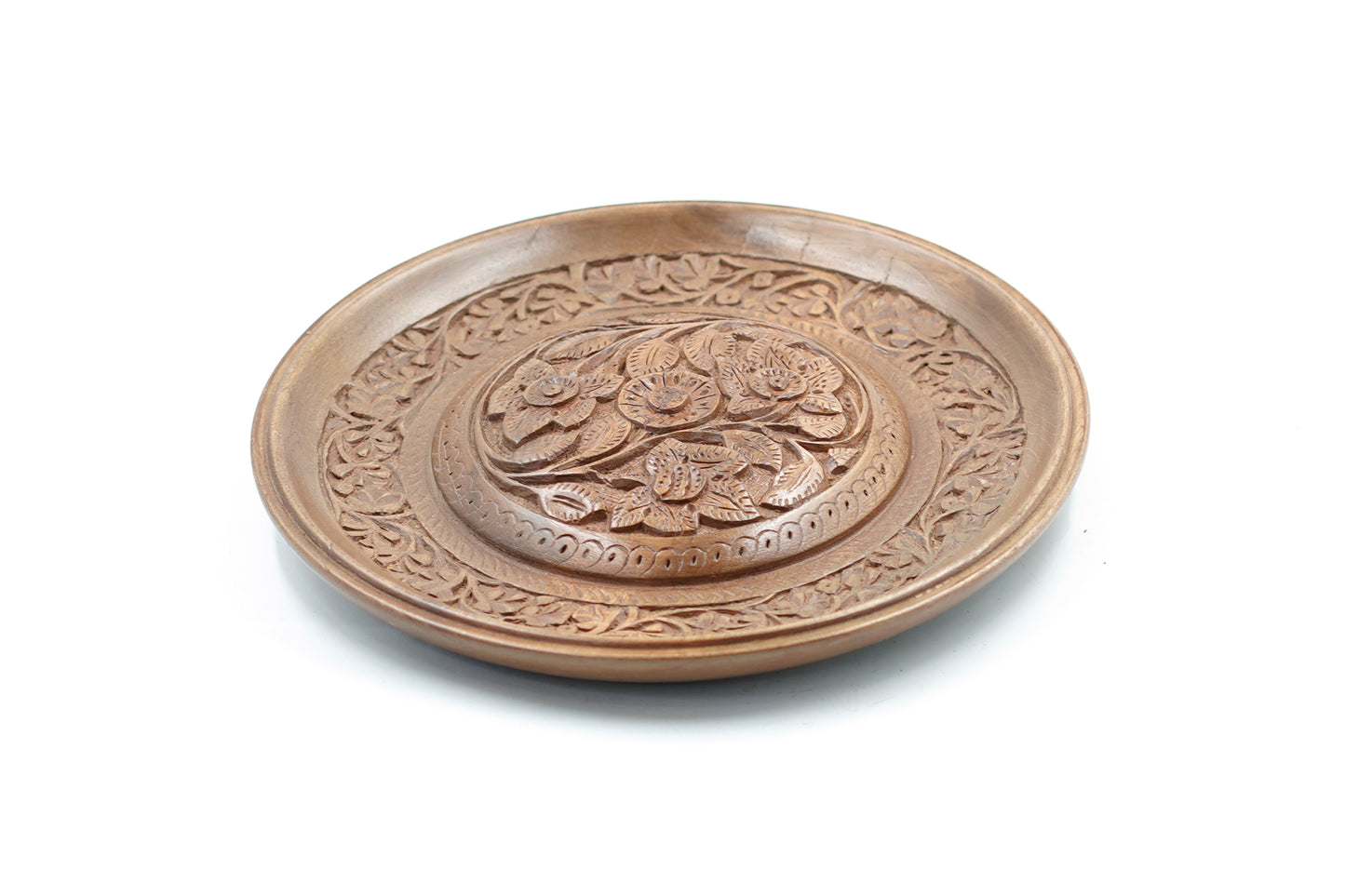 Ornate Blossom Wooden Plate