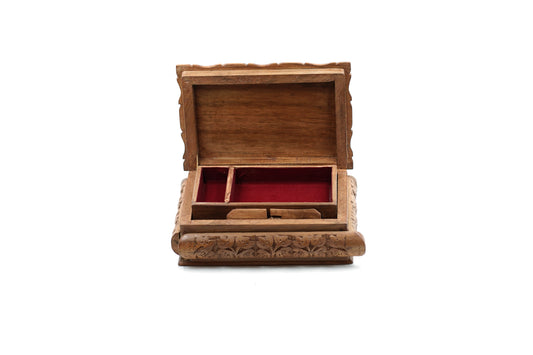 Ridge & Bloom" Hand-Carved Walnut Jewelry Box
