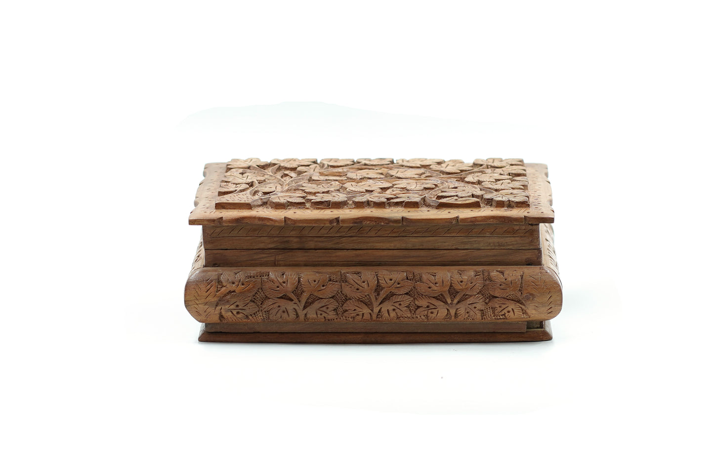 Ridge & Bloom" Hand-Carved Walnut Jewelry Box