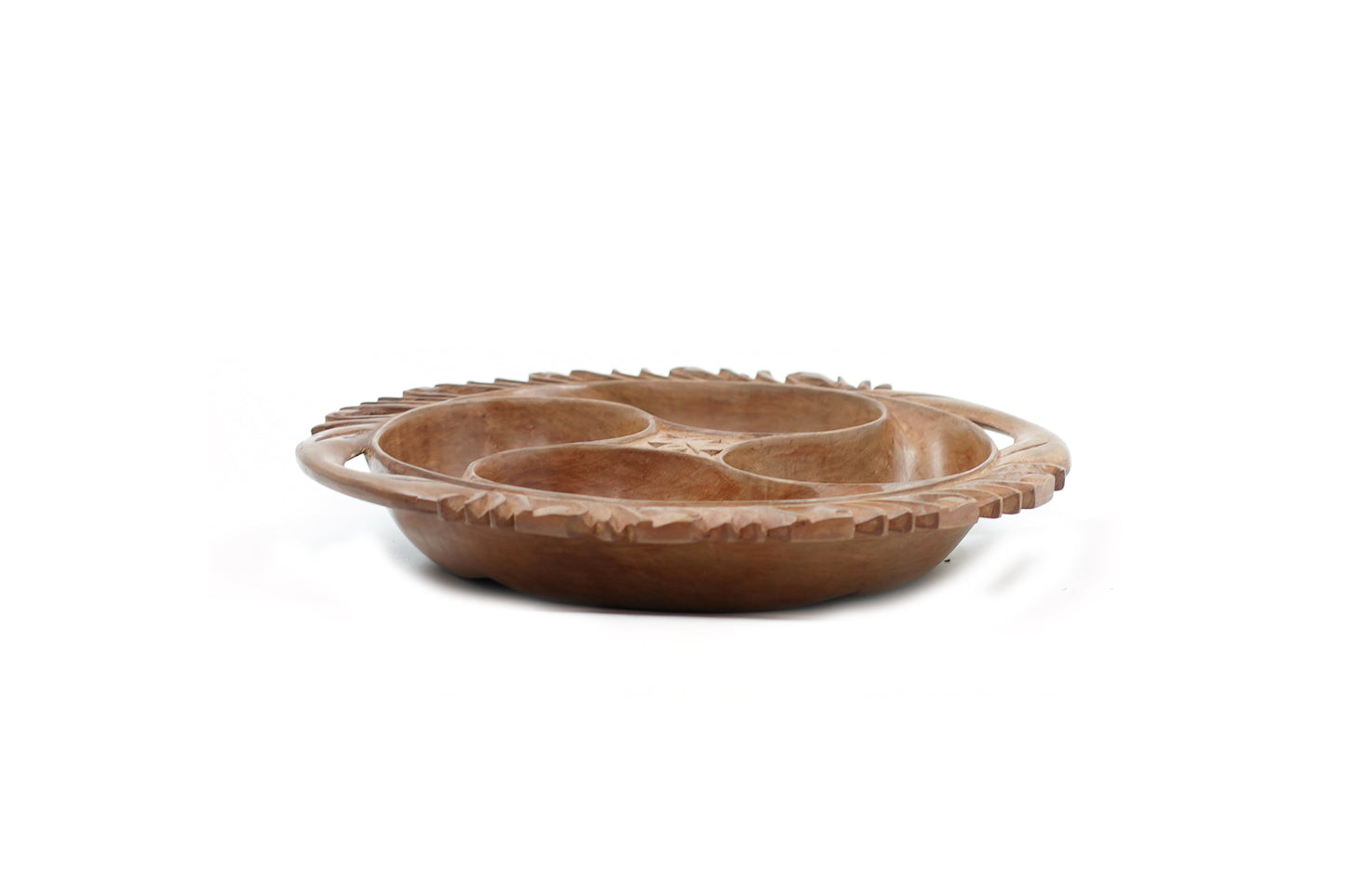 The "Gourmet Paisley" Hand-Carved Walnut Dry Fruit Tray