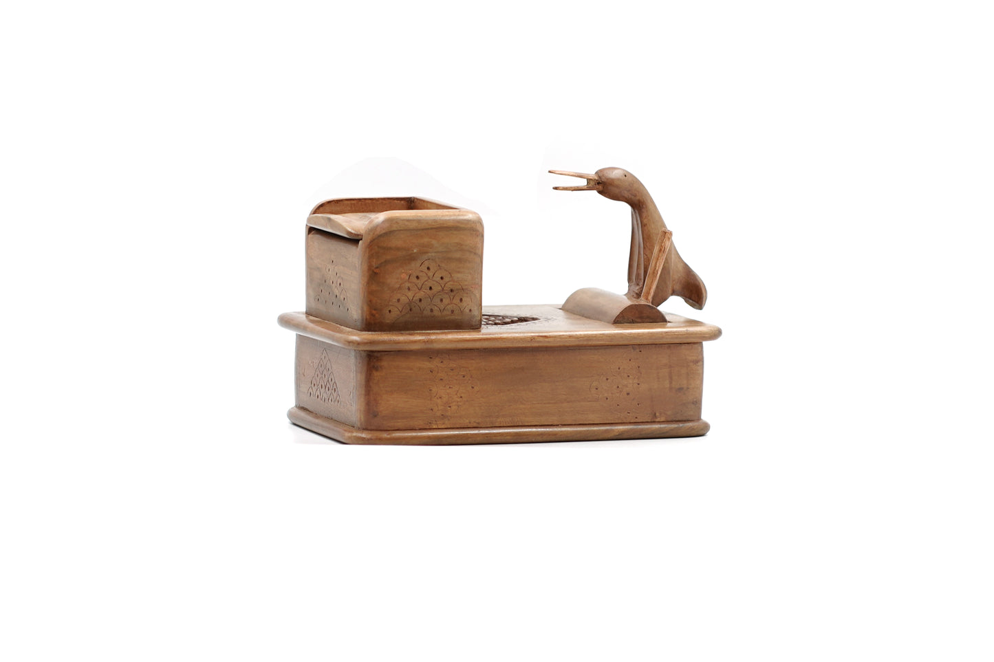 The Elegant Swan Hand-Carved Walnut Cigarette Dispenser