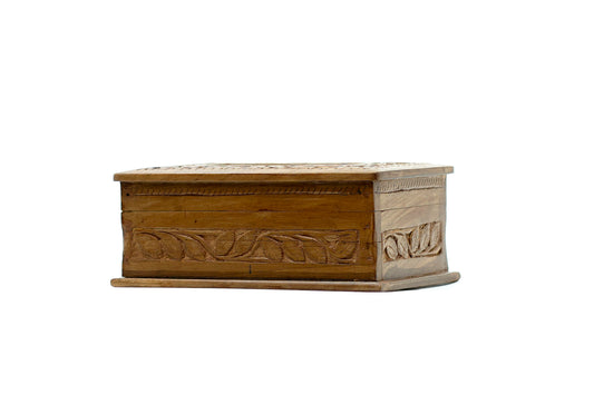 Hand-Carved Walnut wood Tissue Box