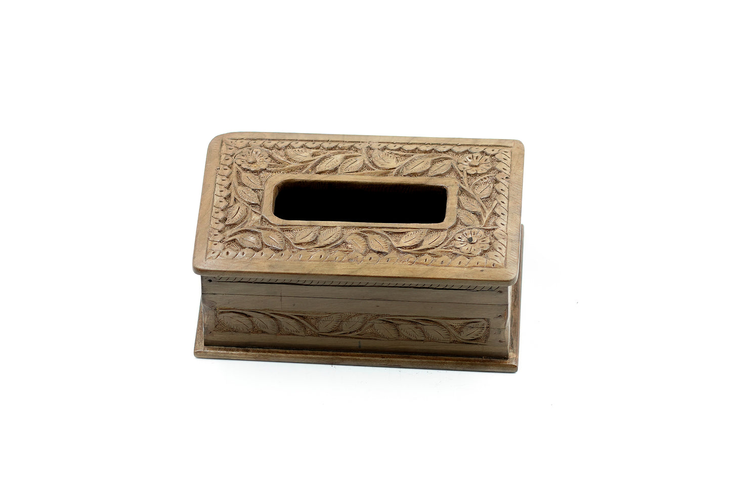 Hand-Carved Walnut wood Tissue Box