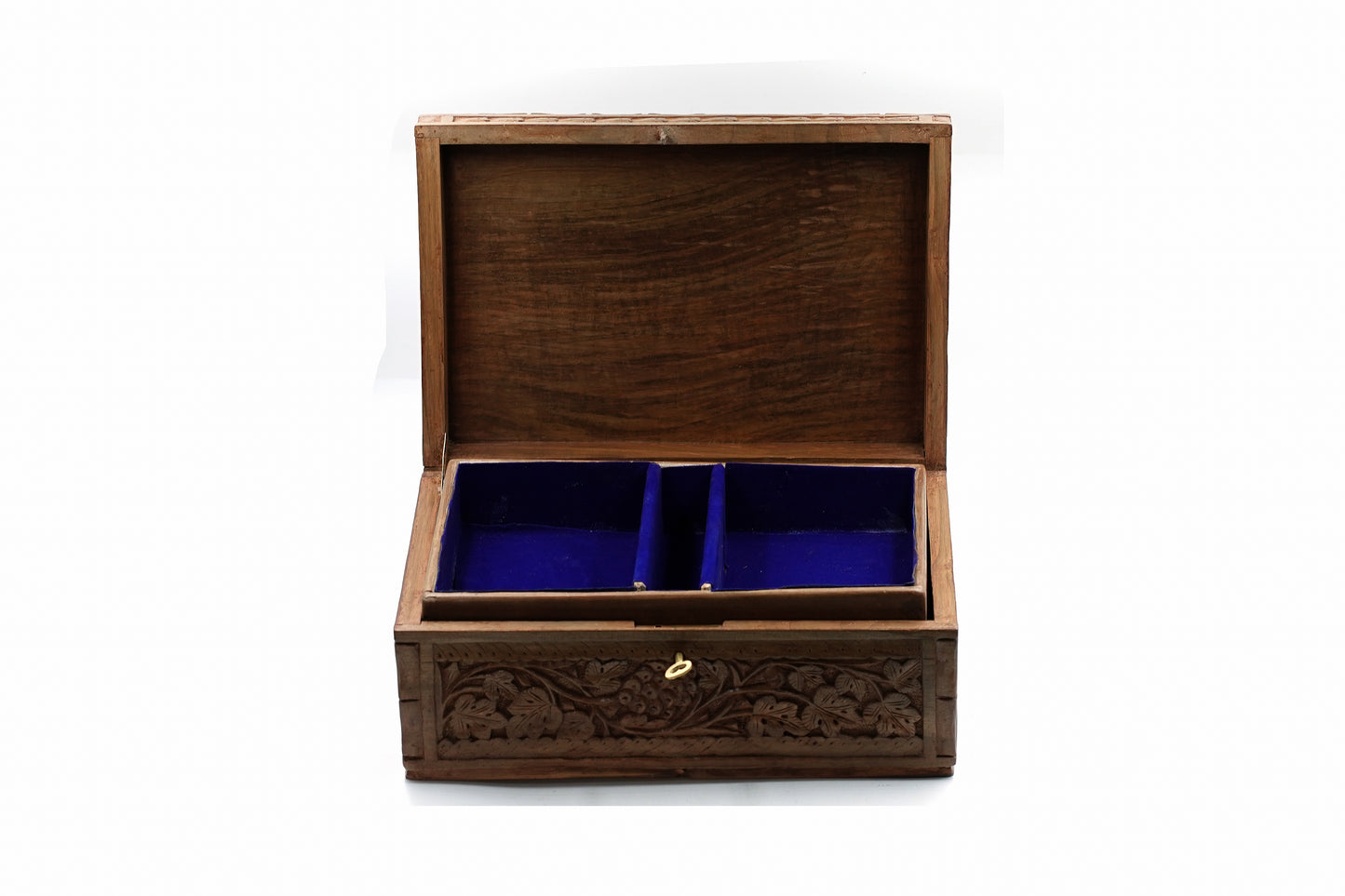 Heritage" Hand-Carved Walnut Jewelry Box.