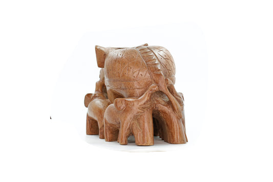 A Gentle Journey- Mother and Calves Wooden Sculpture
