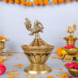 Brass Loban Mabkhara/Bakhoor Incense Burner With Peacock Incense