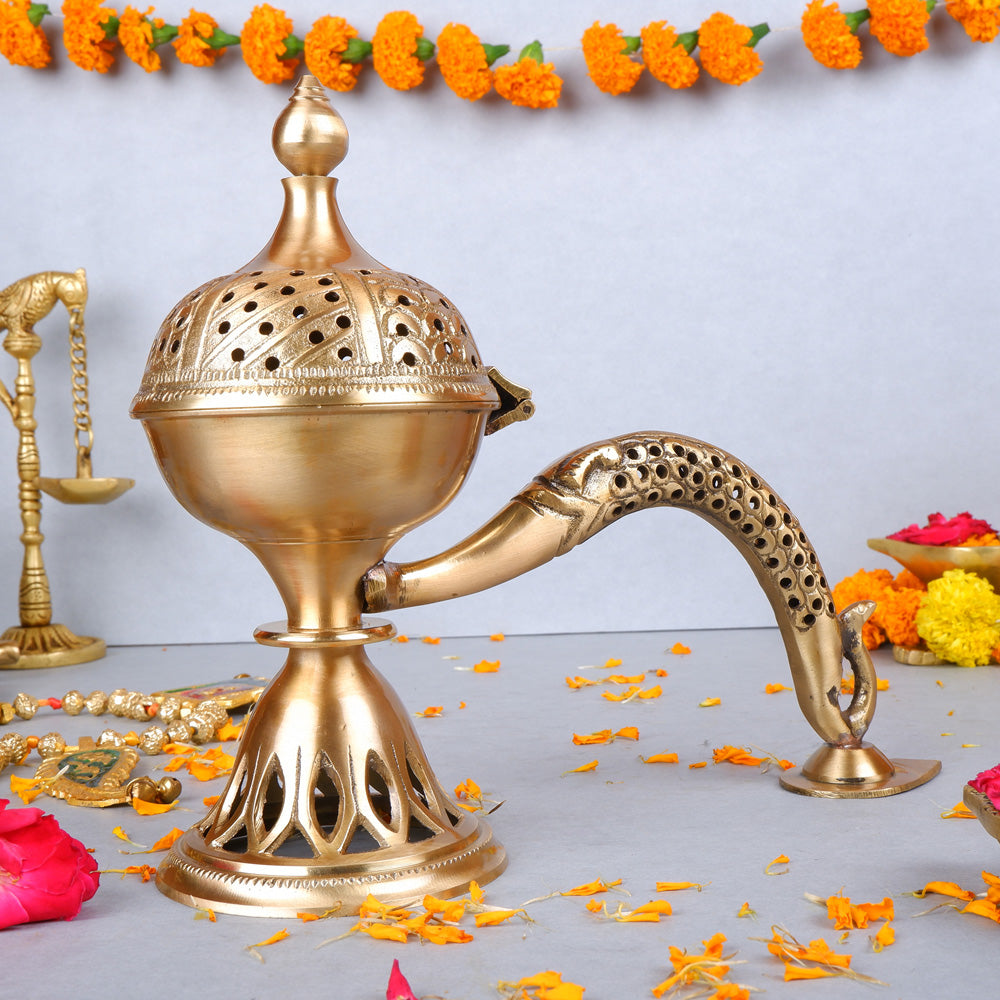 Brass Mabkhara Incense Burner with Handle
