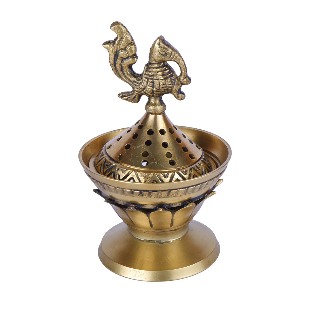 Brass Loban Mabkhara/Bakhoor Incense Burner With Peacock Incense