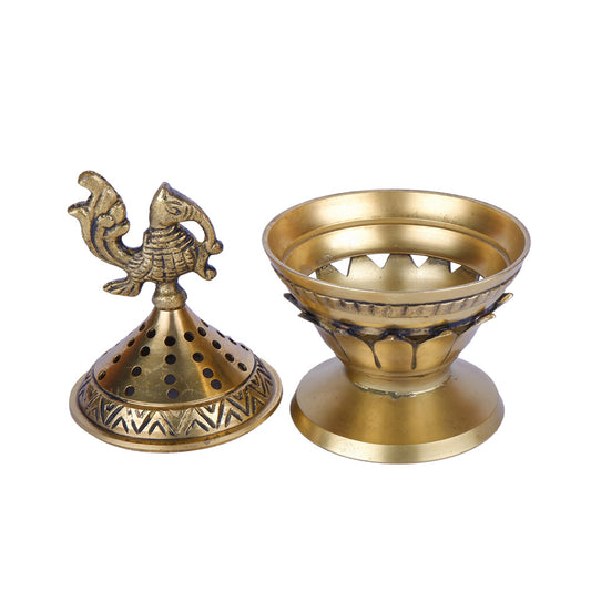 Brass Loban Mabkhara/Bakhoor Incense Burner With Peacock Incense