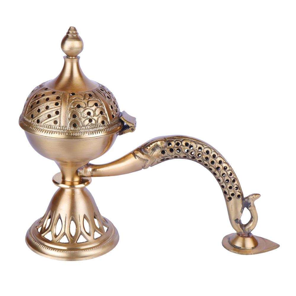Brass Mabkhara Incense Burner with Handle