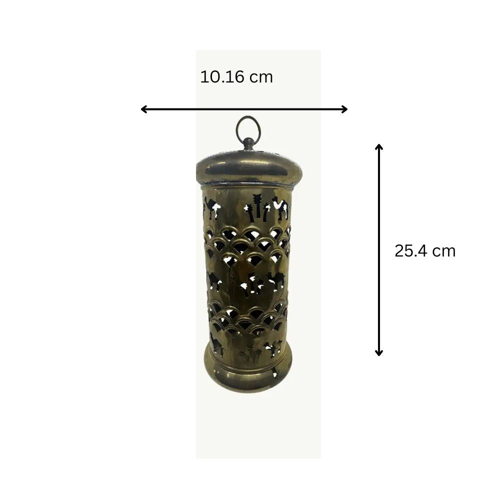 Round Brass Incense Burner with Pierced Detailing