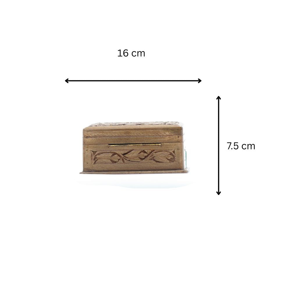 Hand-Carved Walnut Wooden Jewelry Box