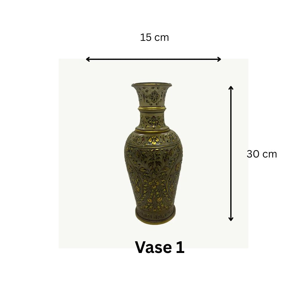 Golden Marbel Vase Set (Set of 3) The Gilded Vine Mughal