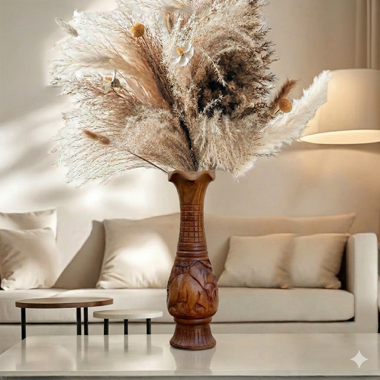 The Zane Hand-Carved Statement Wood Vase (MTO)